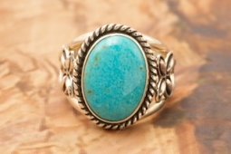 Native American Jewelry Sterling Silver Kingman Turquoise Ring